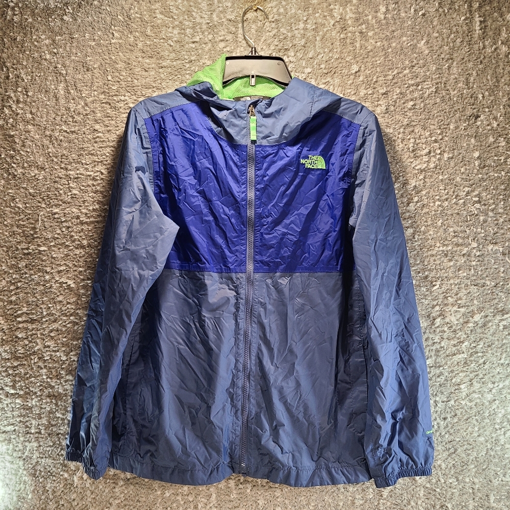 The North Face Dryvent Windbreaker Jacket Blue XL 18-20 Blue Hooded Full Zip